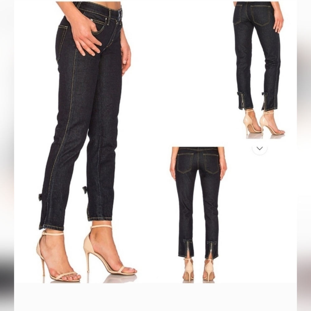 AMO No BOW Denim Crop Ankle Back Zipper SOFT RAW Denim 5 Pocket Zip Jeans 29 NWT